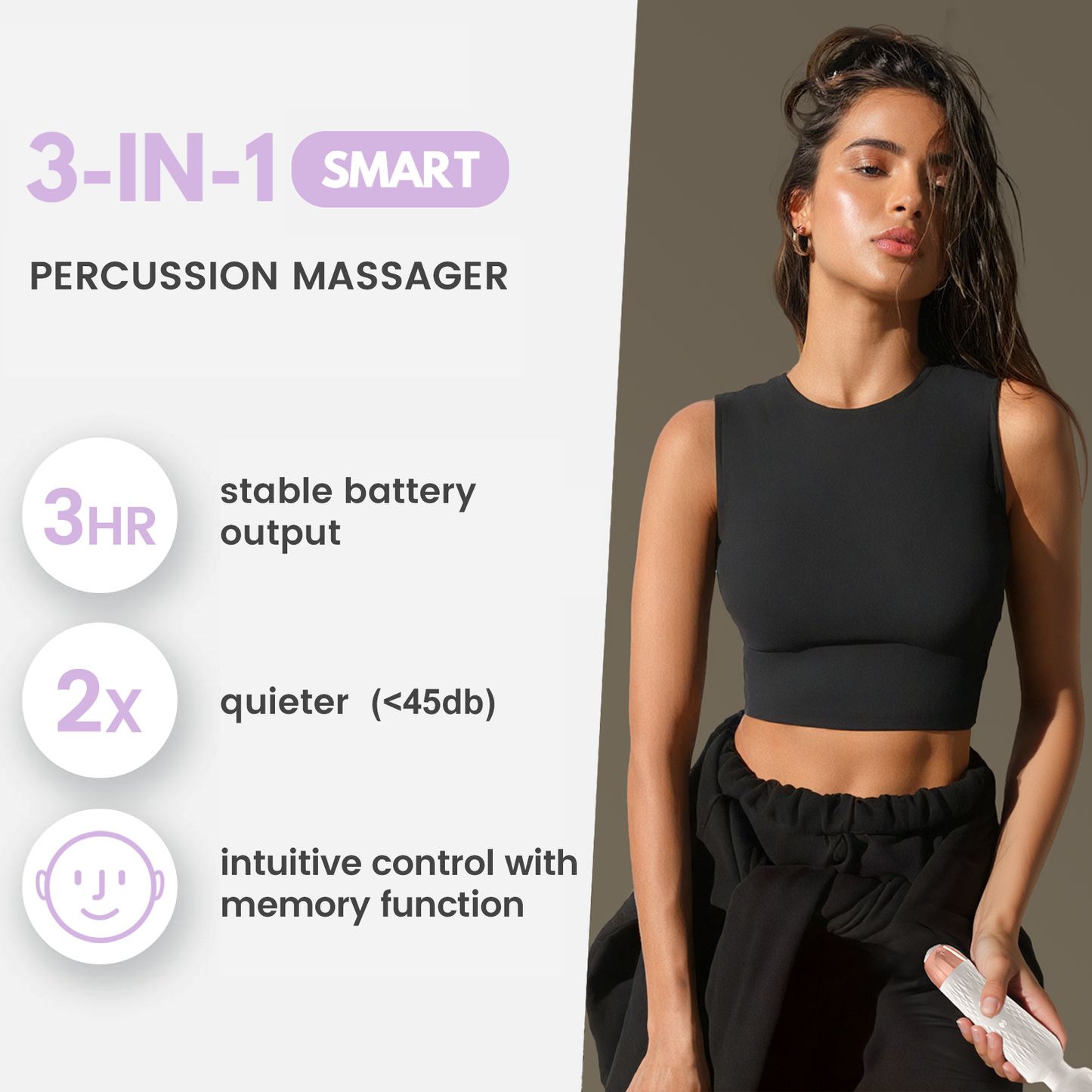 Niclove The Upgraded 3-in-1 Personal Massager - 3 hrs Powerful Vibration, Quiet & Waterproof - 20 Speeds 8 Patterns Cordless Massagers Handheld, Travel Friendly (3 Colors Available)
